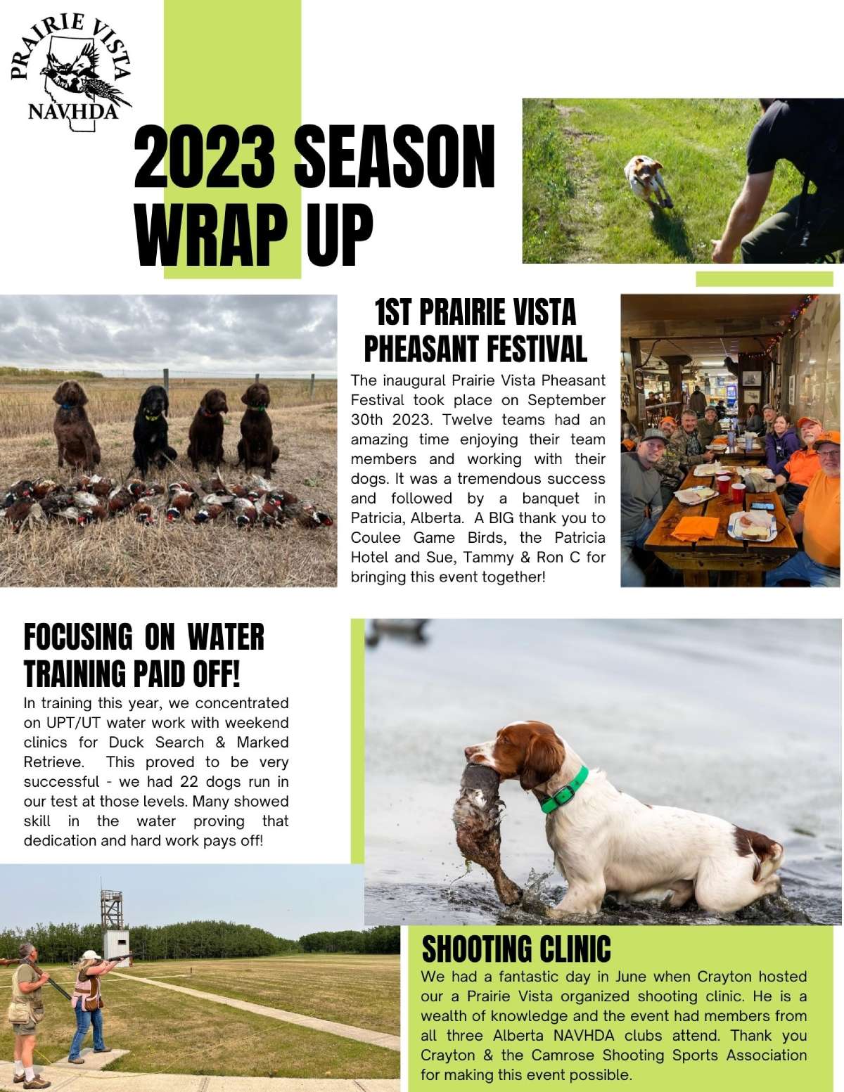 first page of prairie vista newsletter