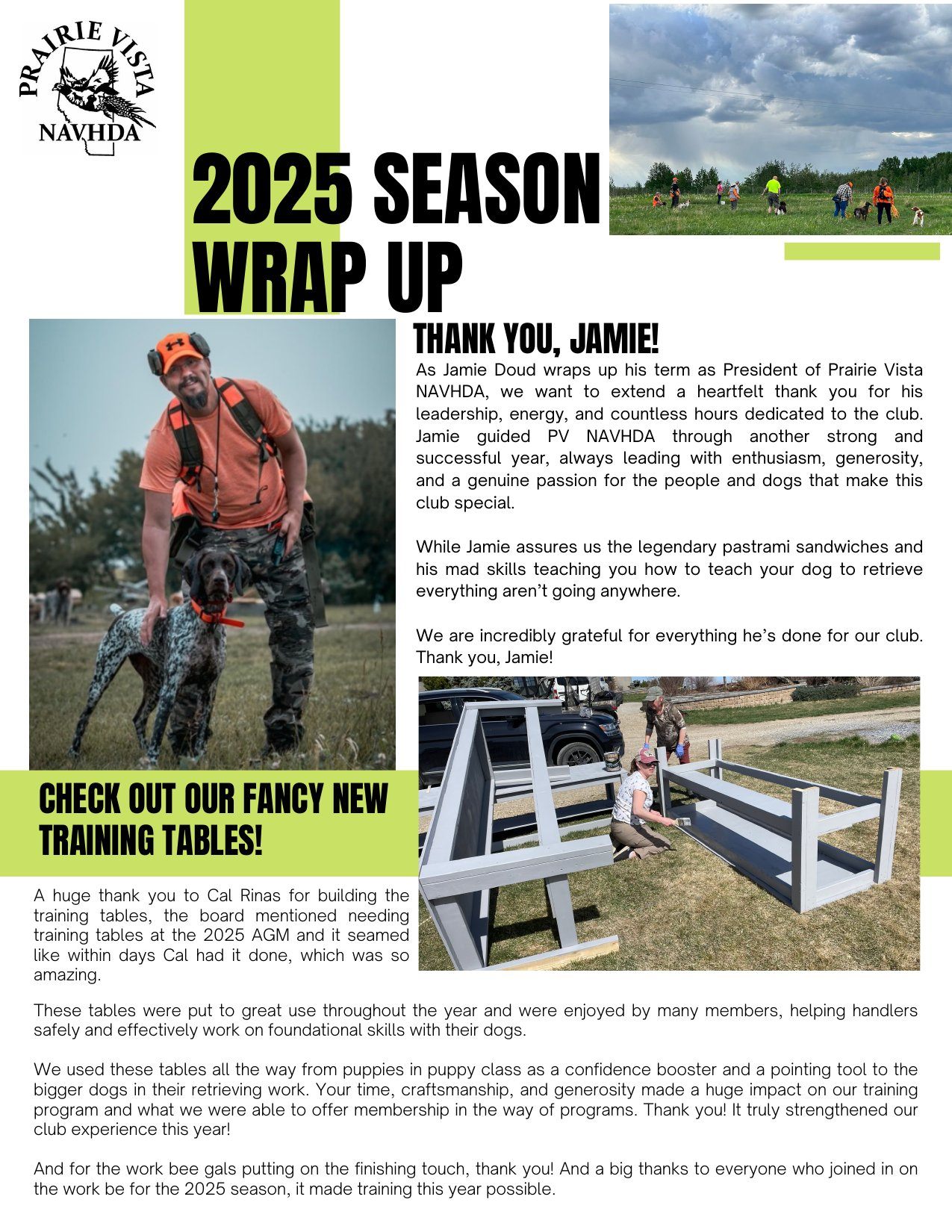 first page of prairie vista 2025 newsletter